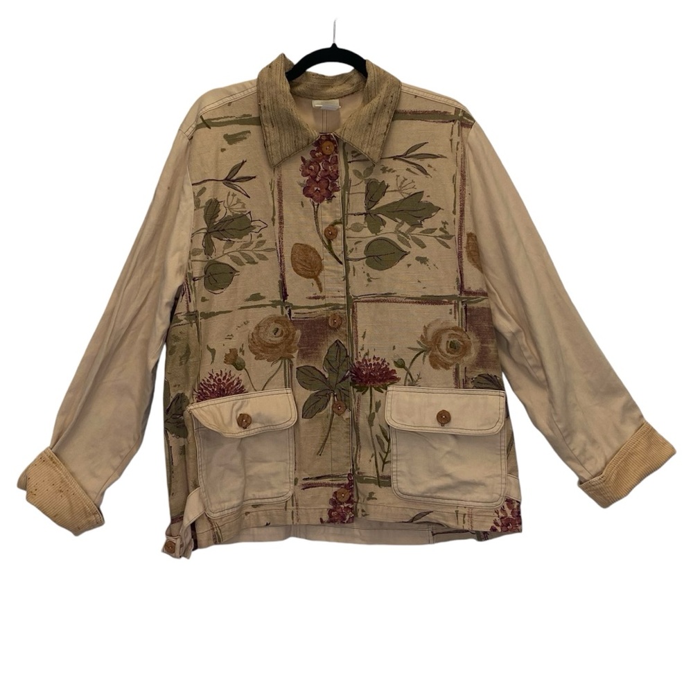 Vintage Pear Tan & Floral Lightweight Collared Barn Jacket